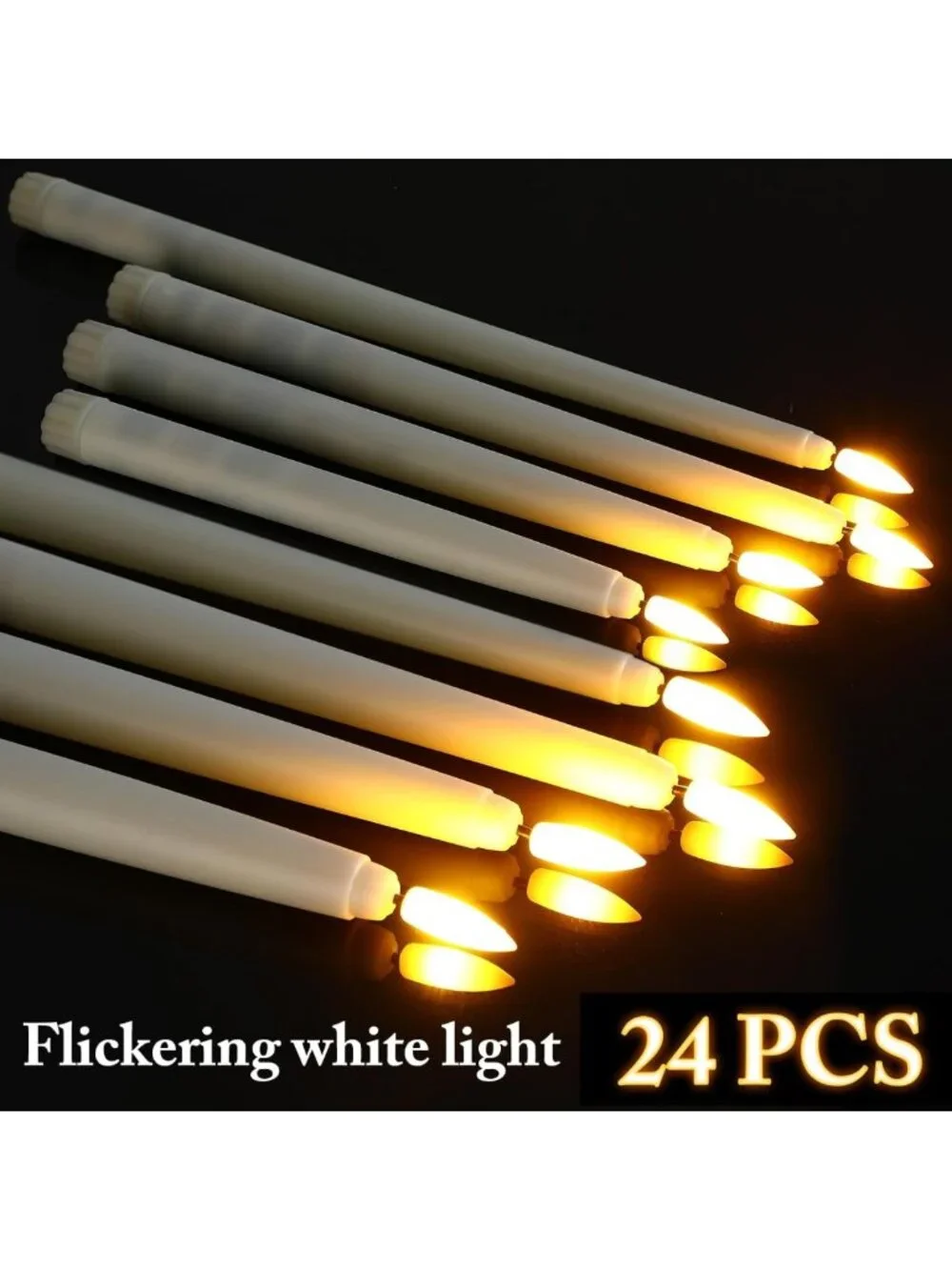 64 Pcs Flameless LED Taper Candles - Ivory White, Flickering Light Decor